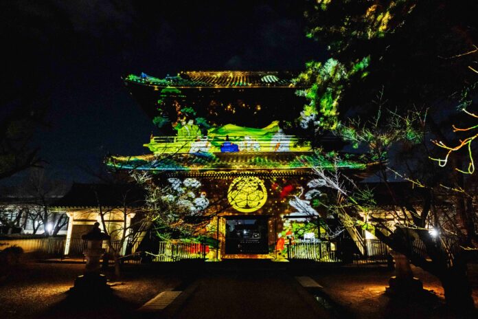 一旗プロデュース「徳川将軍家菩提寺 成道山大樹寺 デジタルアートナイト 2025」の公式記録映像を公開。徳川家康ゆかりの大樹寺で山門へのプロジェクションマッピングと非公開文化財を再現する夜間特別拝観。のメイン画像