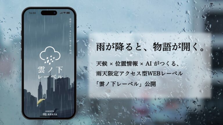 “雨の時だけ”アクセスできるスマートフォン向けWEBアプリ「雲ノ下レーベル」公開のメイン画像