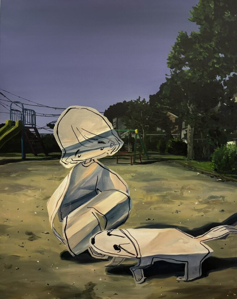 【京都 蔦屋書店】德永葵の新作展「寝て起きてまた寝る」を4月1日（火）より開催。西洋絵画をベースとした緻密な背景描写と、日本の漫画表現による平面的なキャラクターの図像を融合し、独自の世界観を構成する。のメイン画像