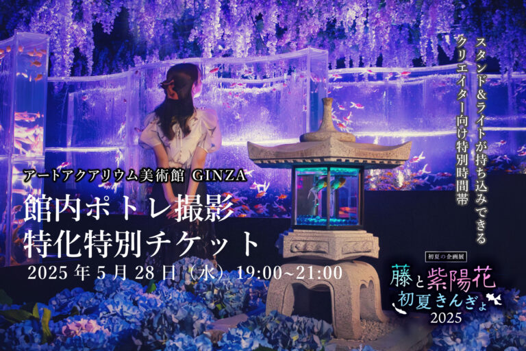 スタンドやライトの持ち込みもOK！初夏のアートアクアリウムでポトレ写真・動画撮影を楽しめる特別イベント第二弾開催決定！5月28日（水）閉館後の館内にて限定開催のメイン画像
