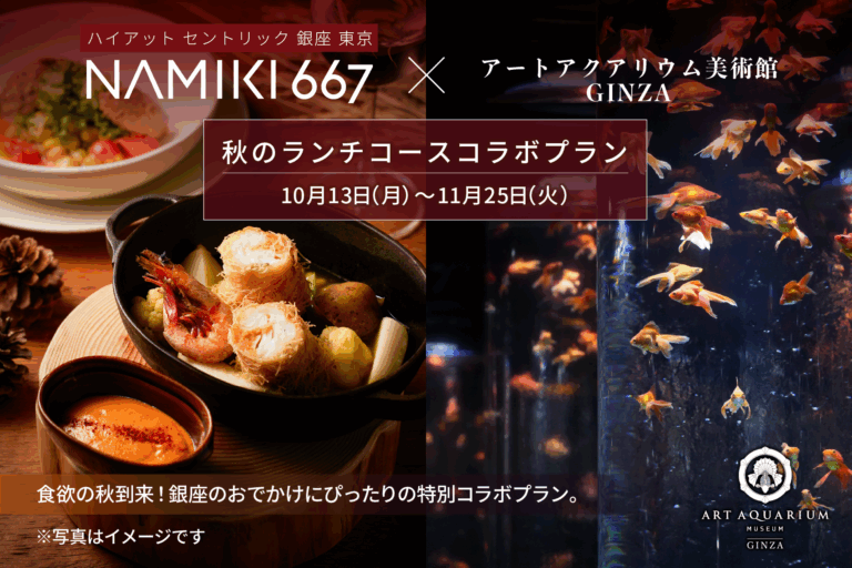【アートアクアリウム美術館 食の秋コラボ第二弾】ハイアット セントリック 銀座 東京 NAMIKI667の秋ランチとアートアクアリムの金魚アート鑑賞で秋の銀座満喫プラン♪のメイン画像