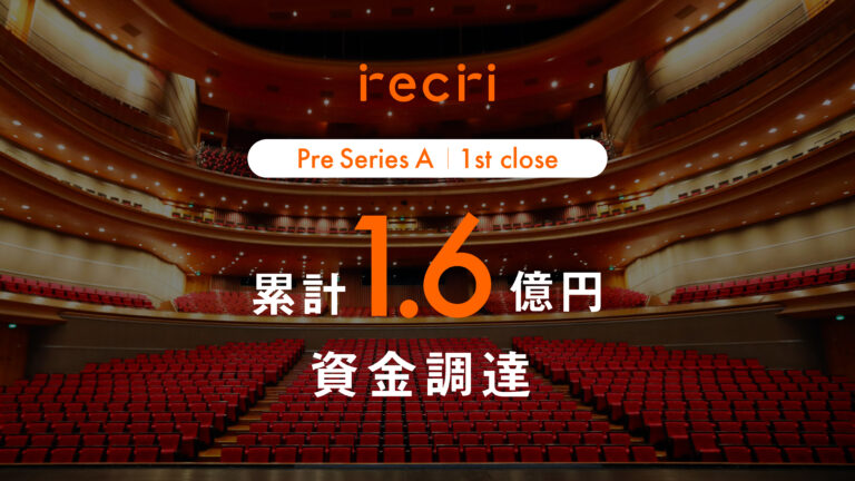 チケットのサブスクを運営する「recri」プレシリーズAファーストクローズにて1億円の資金調達を実施。累計調達額は1.6億円に。のメイン画像
