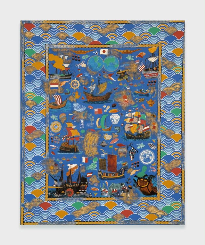 絨毯の上で、南蛮船と飛行機が時代を越えて交差する | コア・ポア個展「Points of Entry」をKOTARO NUKAGA（六本木）で開催のメイン画像