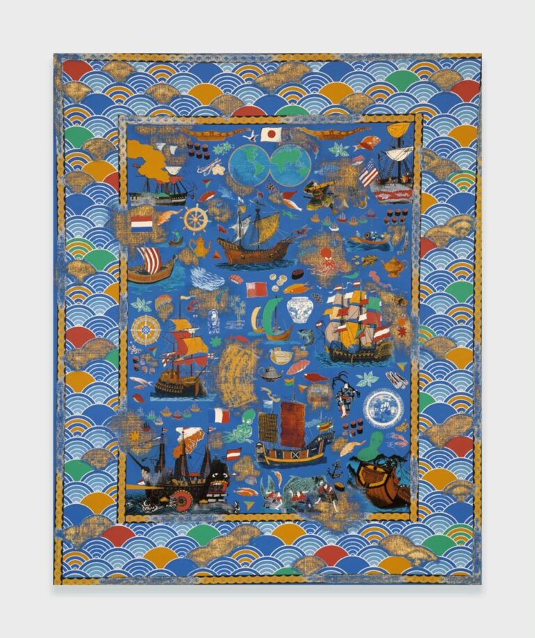絨毯の上で、南蛮船と飛行機が時代を越えて交差する | コア・ポア個展「Points of Entry」をKOTARO NUKAGA（六本木）で開催のメイン画像