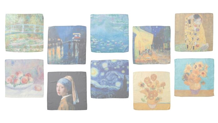 【身にまとう小さな美術館】雑貨ブランド「Jubilee」からゴッホ・クリムトなど名画デザインの透け感シフォンスカーフが新発売のメイン画像